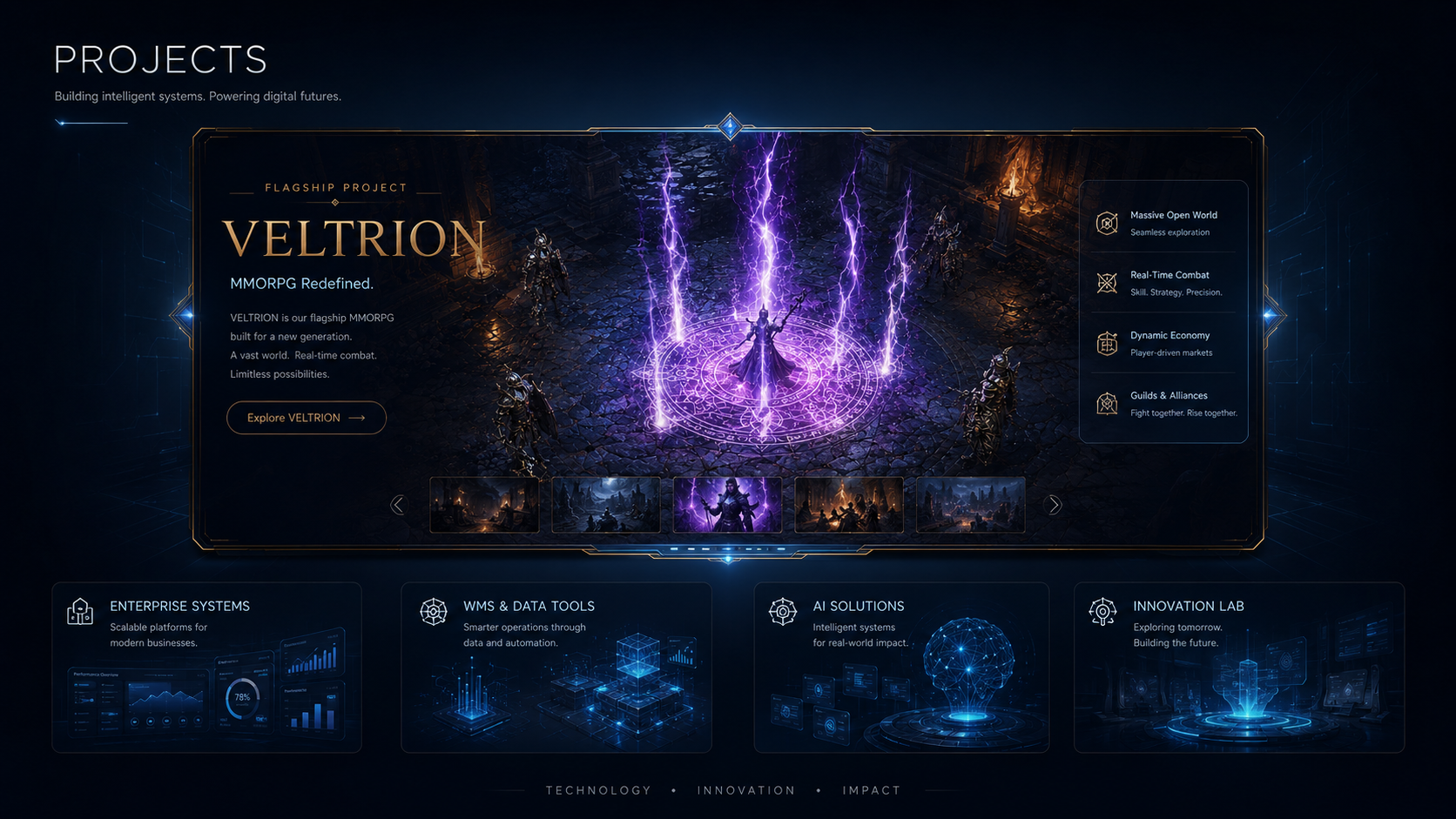 FACT Networks가 개발·운영하는 VELTRION 웹 MMORPG 프로젝트 화면